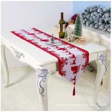 New Christmas decorations elk printed Christmas table flag 35 * 180 polyester cotton Christmas table cloth